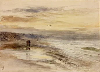 Figures sur le rivage au crépuscule